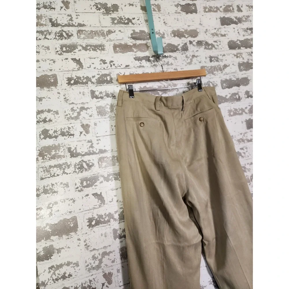 Tommy Bahama Men's Dress Pants‎ Size 34 Tan Silk Pleated Front Casual Comfort